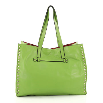 Valentino Rockstud Open Tote Leather Medium Green 3586404
