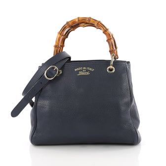 Gucci Bamboo Shopper Tote Leather Small Blue 3586601