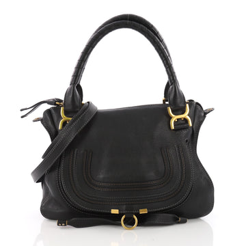 Chloe Marcie Satchel Leather Medium Black 3587202