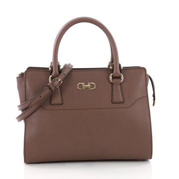  Salvatore Ferragamo Beky Handbag Saffiano Leather Small Brown 3589401