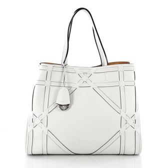 Christian Dior Open Tote Giant Cannage Woven Leather White3589504