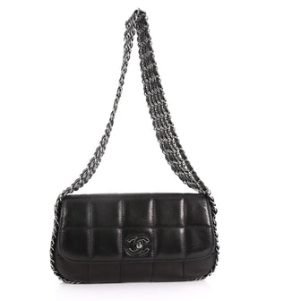 Chanel Multichain Chocolate Bar Flap Bag Quilted Leather Medium Black 3589710
