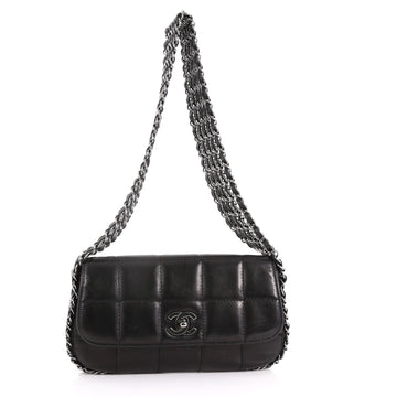 Chanel Multichain Chocolate Bar Flap Bag Quilted Leather Medium Black 3589710