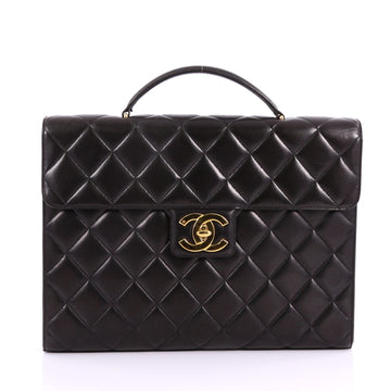 Chanel Vintage CC Briefcase Quilted Lambskin Large Black 3589712