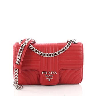 Prada Chain Flap Shoulder Bag Diagramme Quilted Leather Medium