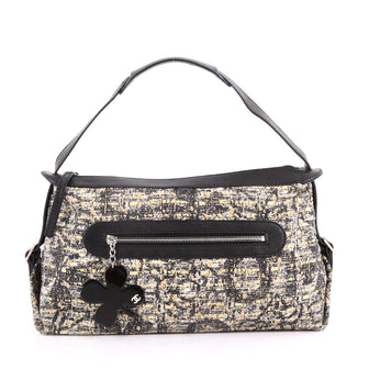 Chanel Watercolor Clover Shoulder Bag Tweed Medium Yellow 3592101