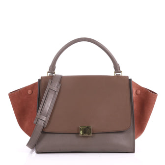 Celine Tricolor Trapeze Handbag Leather Medium Brown 3592601