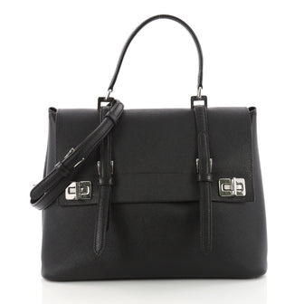 Prada Half Flap Double Turn Lock Satchel Saffiano 3593501