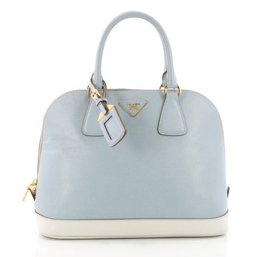 Prada Promenade Handbag Saffiano Leather Large Blue 3595401