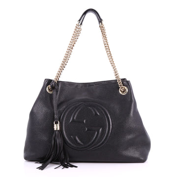Gucci Soho Chain Strap Shoulder Bag Leather Medium Black 3595702