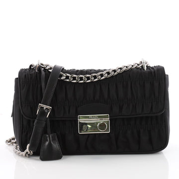 Prada Sound Shoulder Bag Tessuto Gaufre Small Black 3595801