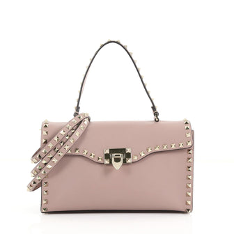 Valentino Rockstud Flip Lock Top Handle Bag Leather 3596207