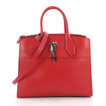 Louis Vuitton City Steamer Handbag Leather MM Red 3596216