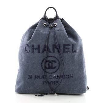 Chanel Deauville Backpack Canvas with Sequins Large 3596601