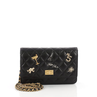 hanel Lucky Charms Reissue Wallet on Chain Quilted Calfskin Black 35980/02