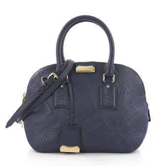 Burberry Orchard Bag Check Embossed Leather Small Blue 3598116