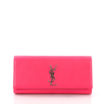 Saint Laurent Classic Monogram Clutch Leather Long Pink 3598123