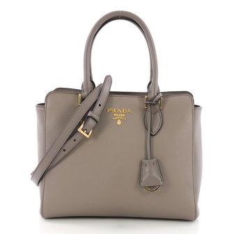 Prada Convertible Open Tote Saffiano Leather Small Gray 3598125