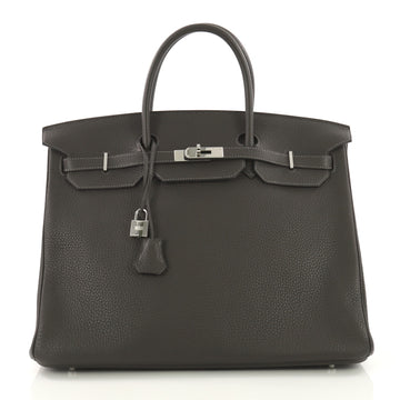 Hermes Birkin Handbag Grey Clemence with Palladium Hardware 40