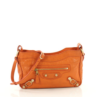 Balenciaga Hip Giant Studs Crossbody Bag Leather Orange 3598801
