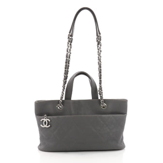 Chanel Timeless CC Charm Tote Quilted Caviar Large Gray  35988/06