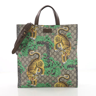 Gucci Convertible Soft Open Tote Bengal Print GG Coated 3602702