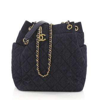 Chanel Urban Spirit Drawstring Bag Quilted Denim Small Blue 36035/01