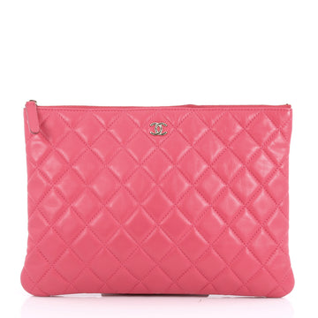 Chanel O Case Clutch Quilted Lambskin Medium  Pink 36038/02
