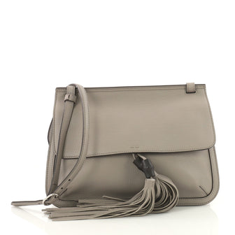 Gucci Bamboo Daily Flap Bag Leather Gray 3604101
