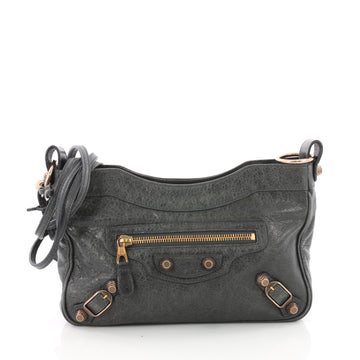 Balenciaga Hip Giant Studs Crossbody Bag Leather Gray 3604103