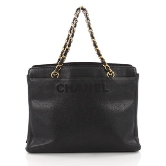  Chanel Vintage Logo Chain Tote Caviar Medium  Black 36045/01