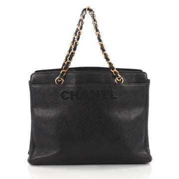  Chanel Vintage Logo Chain Tote Caviar Medium  Black 36045/01