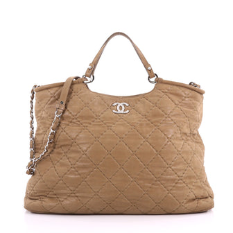 Chanel CC Sea Hit Tote Quilted Iridescent Calfskin Large 36053/02 Brown