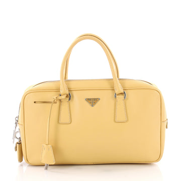 Prada Bauletto Handbag Saffiano Leather Small Yellow 36053/06