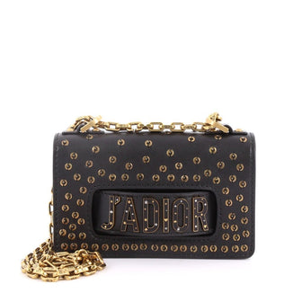 Christian Dior J'adior Chain Flap Bag Embellished Leather Mini Black 36054/03
