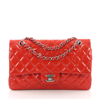 Chanel Classic Double Flap Bag Quilted Patent Medium Red 3606103