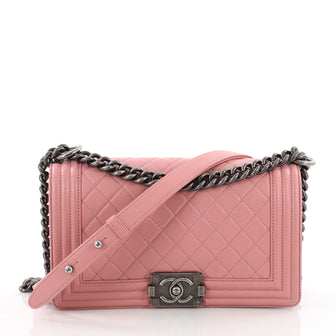 Chanel Boy Flap Bag Quilted Lambskin Old Medium Pink 3606108