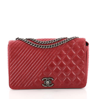 Chanel Coco Boy Flap Bag Quilted Aged Calfskin Medium 36063/01 Red