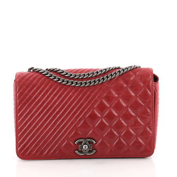 Chanel Coco Boy Flap Bag Quilted Aged Calfskin Medium 36063/01 Red