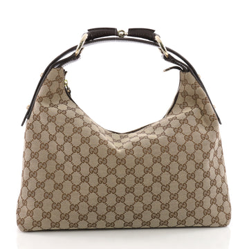  Gucci Horsebit Hobo GG Canvas Medium Brown 3606401