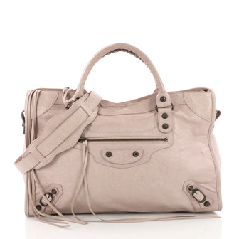 Balenciaga City Classic Studs Handbag Leather Medium Pink 3606501