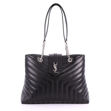 Saint Laurent LouLou Tote Matelasse Chevron Leather Black 3606701