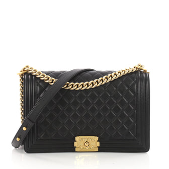 Chanel Boy Flap Bag Quilted Calfskin New Medium Black 36068/01