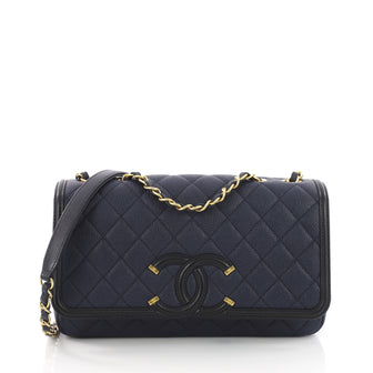 Chanel Filigree Flap Bag Quilted Caviar Medium
