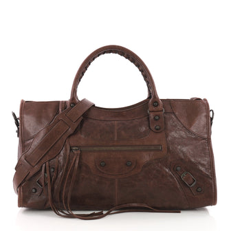  Balenciaga Part Time Classic Studs Handbag Leather Brown 3608101