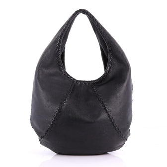Bottega Veneta Baseball Hobo Leather with Intrecciato Black 3608201