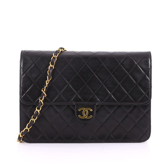 Chanel Vintage Clutch with Chain Quilted Leather Medium Black 36090/01