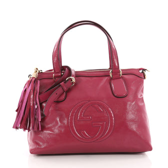 Gucci Soho Convertible Soft Top Handle Bag Patent Pink 3609402