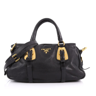 Prada Convertible Belted Satchel Soft Calfskin Medium Black 3609702