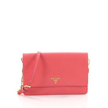 Prada Chain Wallet Crossbody Saffiano Leather Pink 3609703